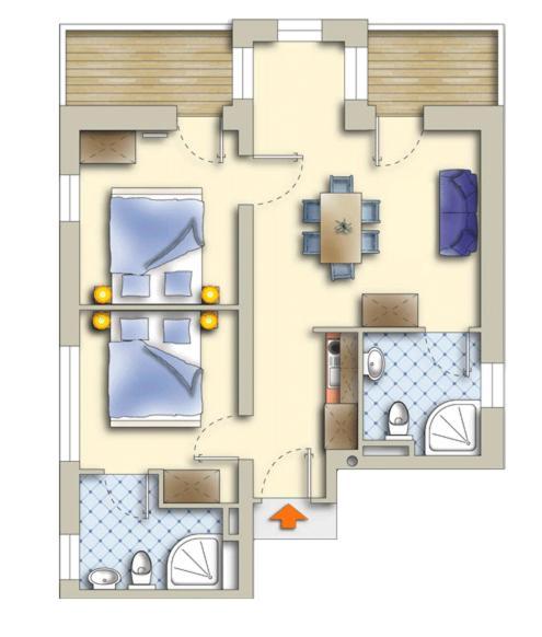 Apartment mit Balkon